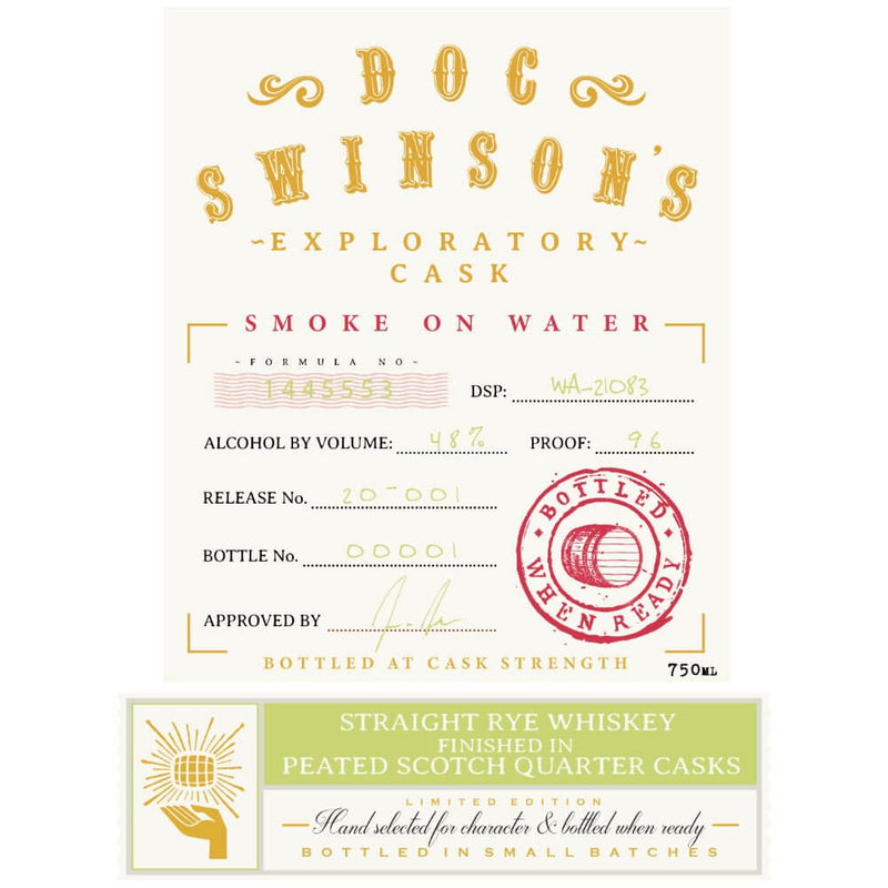 Load image into Gallery viewer, Doc Swinson’s Exploratory Cask Smoke On Water Straight Rye - Main Street Liquor
