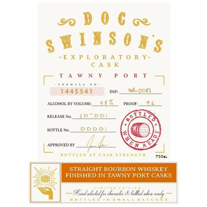 Doc Swinson’s Exploratory Cask Tawny Port Straight Bourbon - Main Street Liquor
