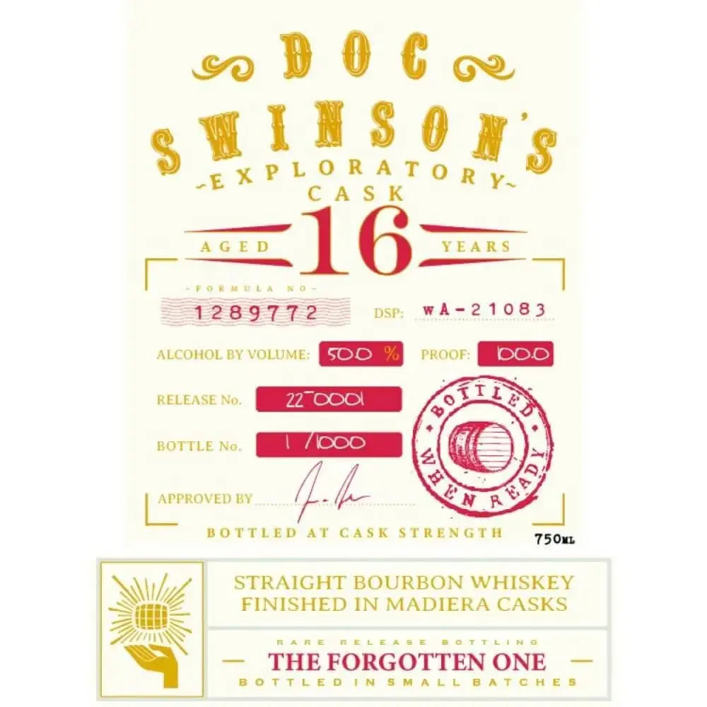 Doc Swinson’s The Forgotten One 16 Year Old Straight Bourbon - Main Street Liquor