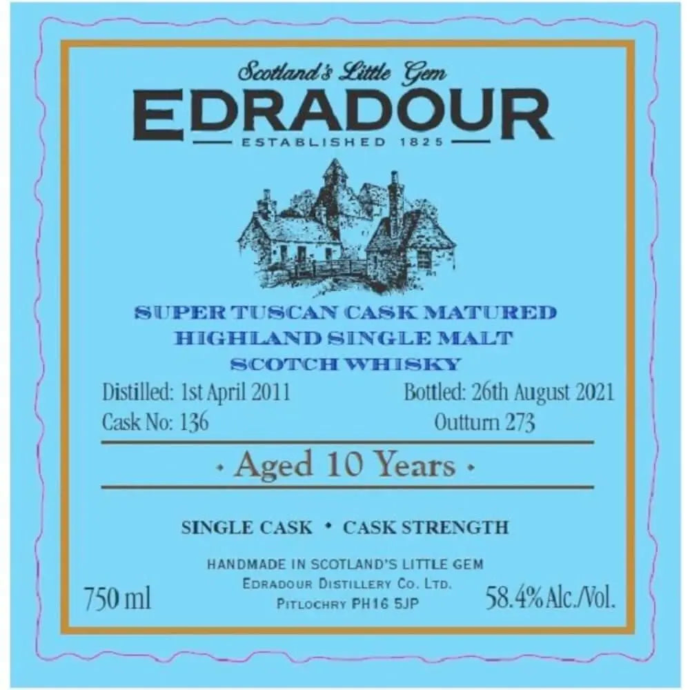 Edradour Distillery 10 Year Old Super Tuscan Cask Matured Scotch - Main Street Liquor