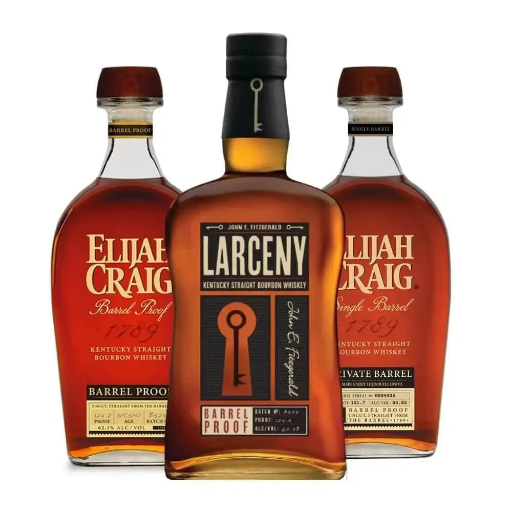 Elijah Craig Barrel Proof , Larceny Barrel Proof &amp; Elijah Craig Single Barrel Select Bundle - Main Street Liquor