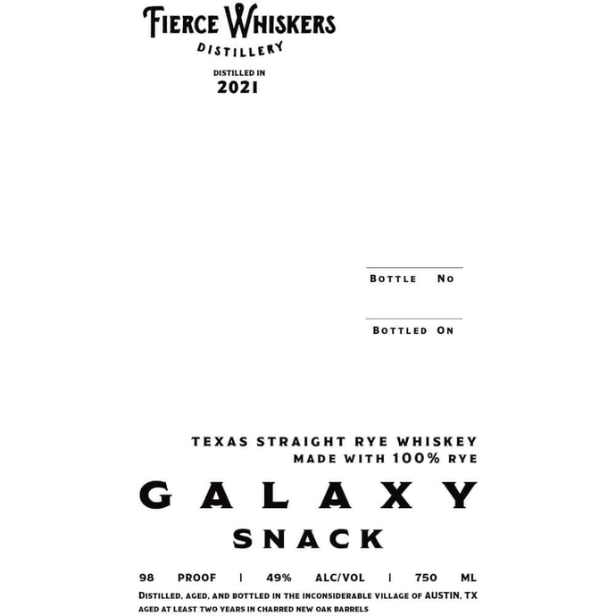 Fierce Whiskers Galaxy Snack Straight Rye - Main Street Liquor