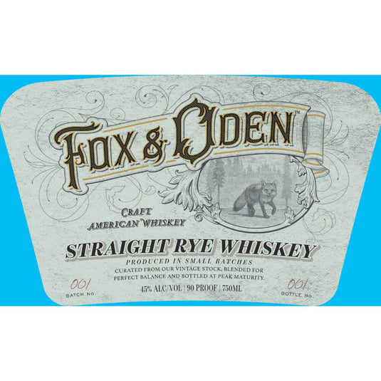 Fox & Oden Straight Rye Whiskey - Main Street Liquor