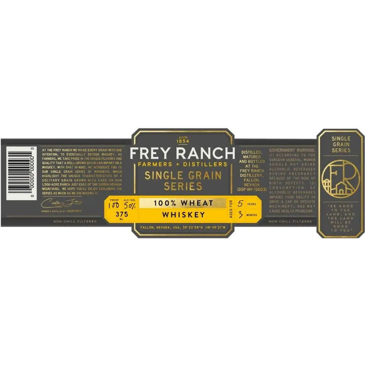 Frey Ranch Farmer &amp; Distillers Single Grain Series Wheat Whiskey 375ml - Main Street Liquor
