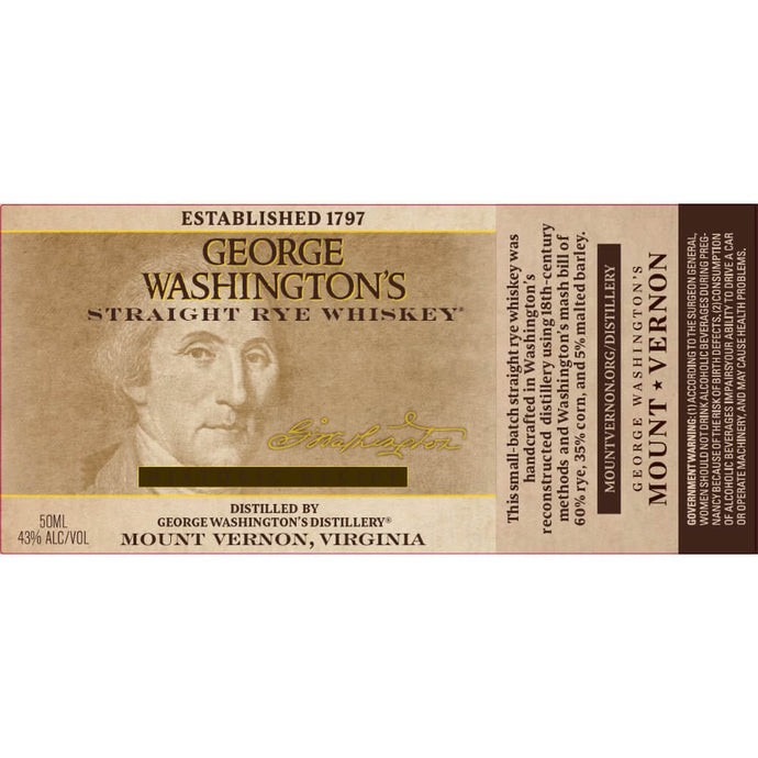 George Washington’s Straight Rye - Main Street Liquor