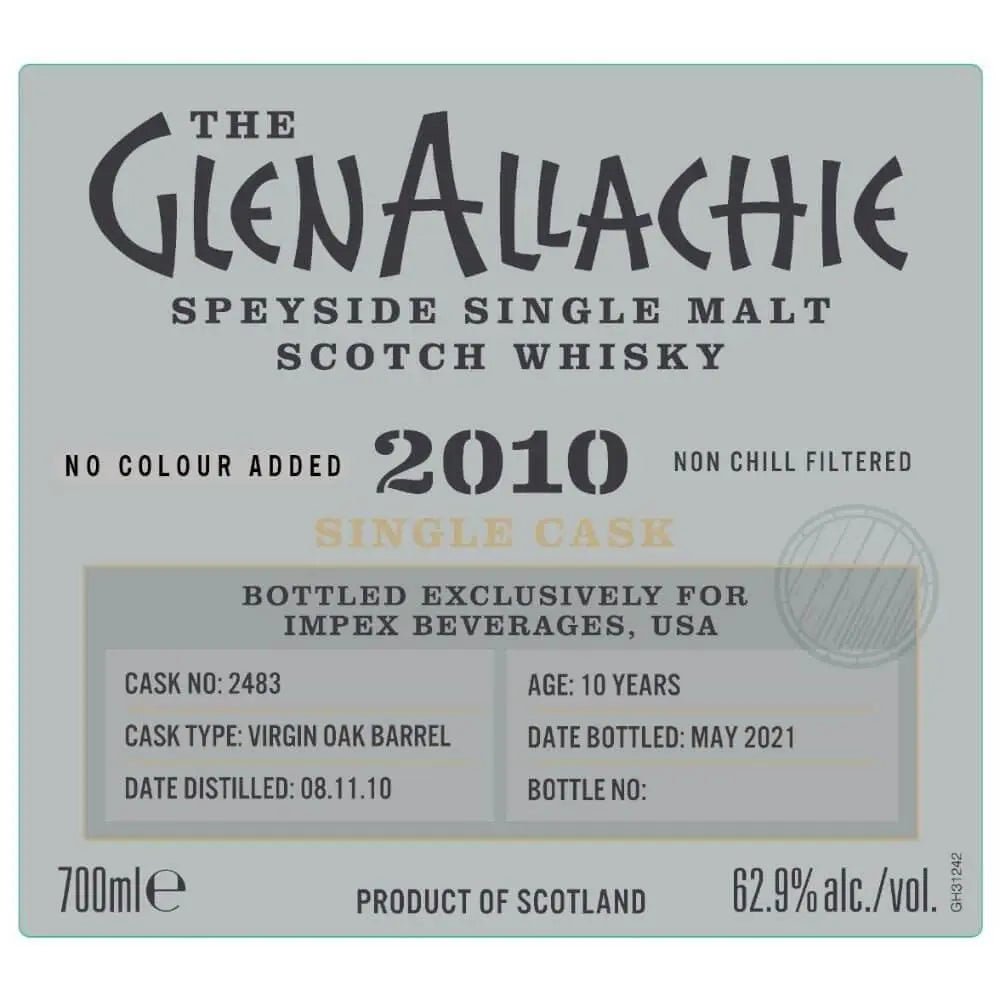 GlenAllachie 2010 10 Year Old Virgin Oak Single Cask 2483 - Main Street Liquor