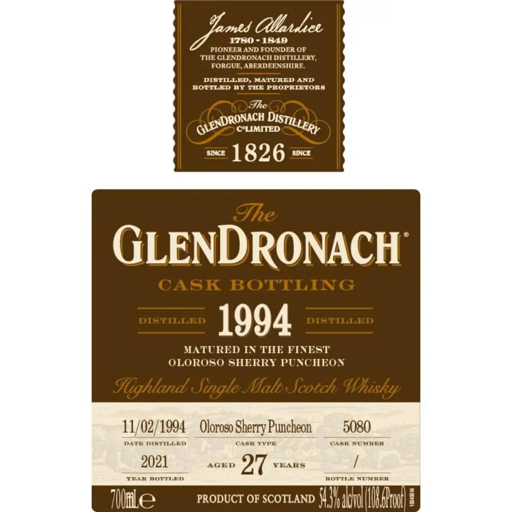 GlenDronach 27 Year Old 1994 Cask #5080 - Main Street Liquor