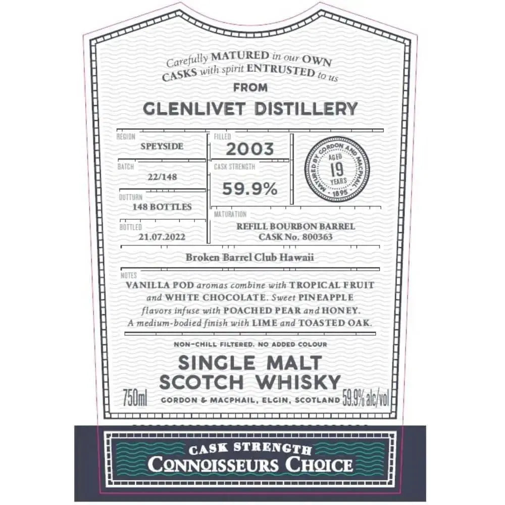 Gordon &amp; MacPhail Glenlivet 19 Year Old Connoisseurs Choice - Main Street Liquor