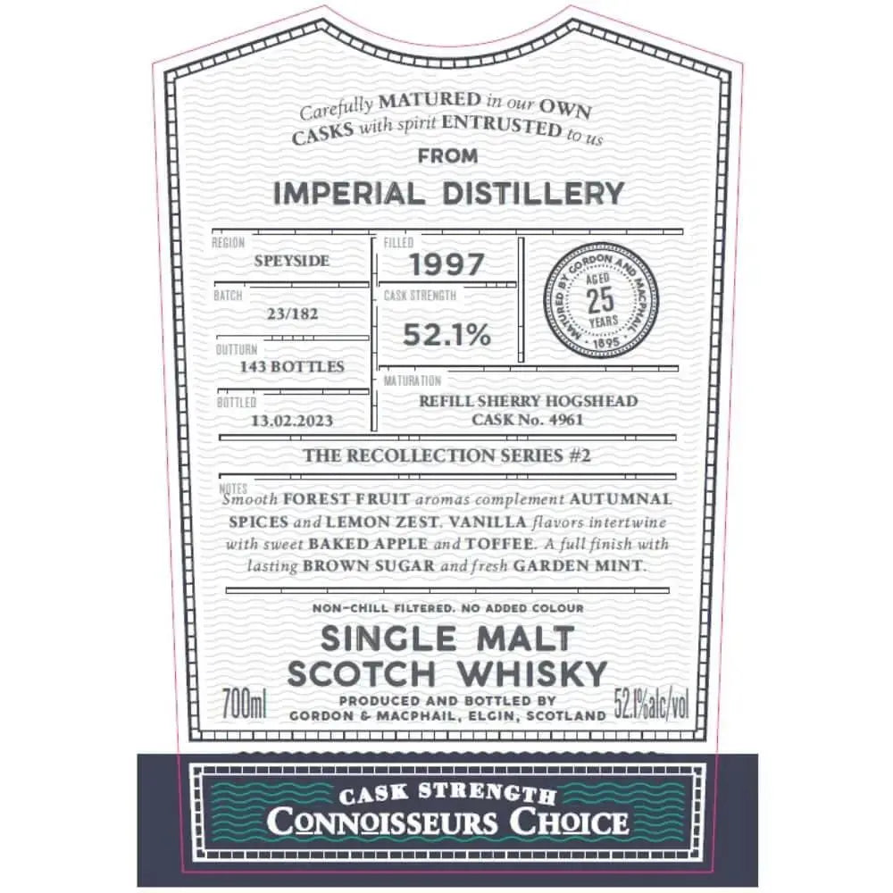 Gordon & Macphail The Recollection Series 2 25 Year Imperial Distillery - Main Street Liquor