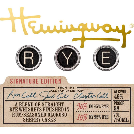 Hemingway Signature Edition Rye Whiskey - Main Street Liquor