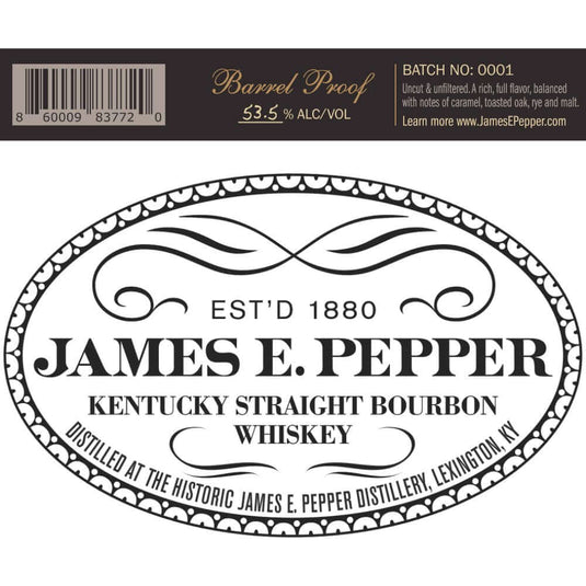 James E. Pepper Barrel Proof Kentucky Straight Bourbon - Main Street Liquor