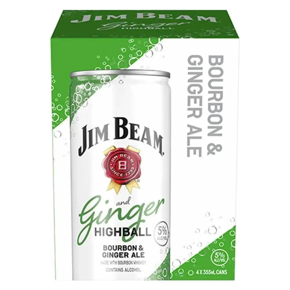 Jim Beam Ginger Highball Bourbon &amp; Ginger Ale 4pk - Main Street Liquor