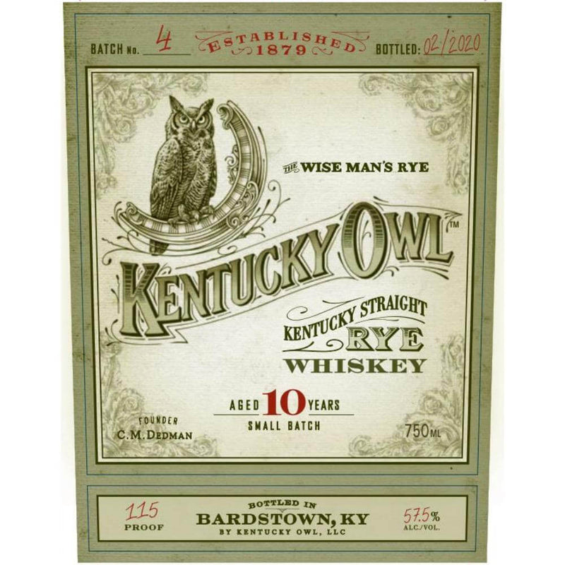 Load image into Gallery viewer, Kentucky Owl Rye 10 Year Batch #4 - Main Street Liquor
