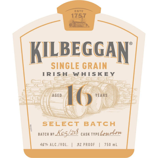 Kilbeggan Single Grain 16 Year Old Irish Whiskey - Main Street Liquor