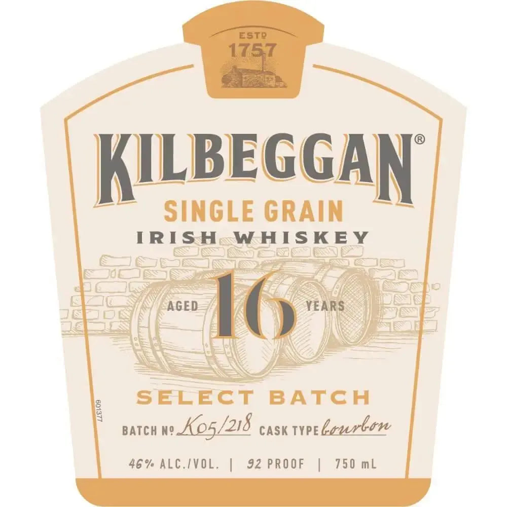 Kilbeggan Single Grain 16 Year Old Irish Whiskey - Main Street Liquor