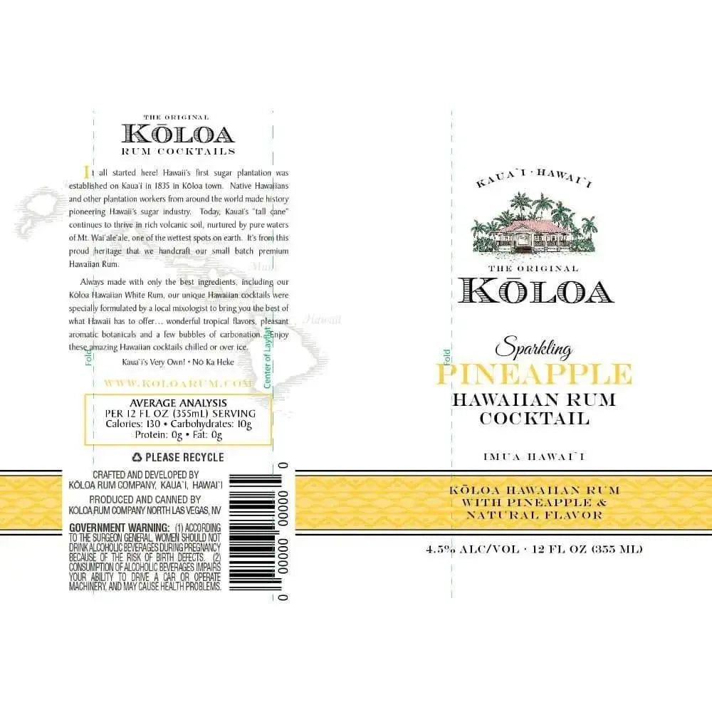 Kōloa Sparkling Pineapple Hawaiian Rum Cocktail 4pk - Main Street Liquor