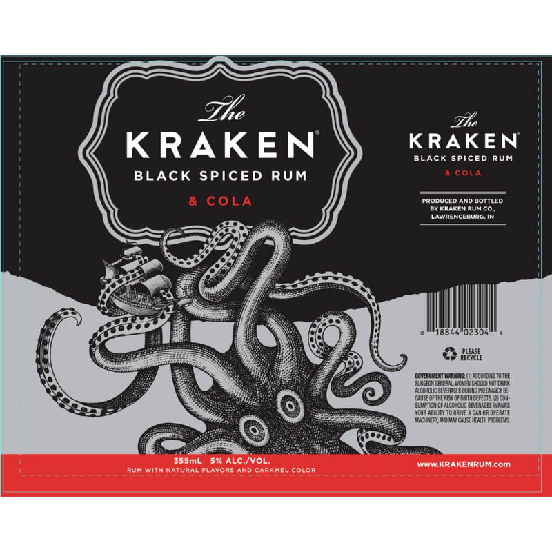 Load image into Gallery viewer, Kraken Black Spiced Rum &amp; Cola Cocktail 4PK - Main Street Liquor
