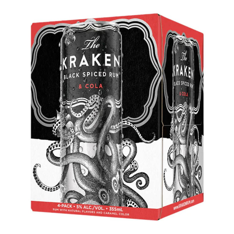 Load image into Gallery viewer, Kraken Black Spiced Rum &amp; Cola Cocktail 4PK - Main Street Liquor
