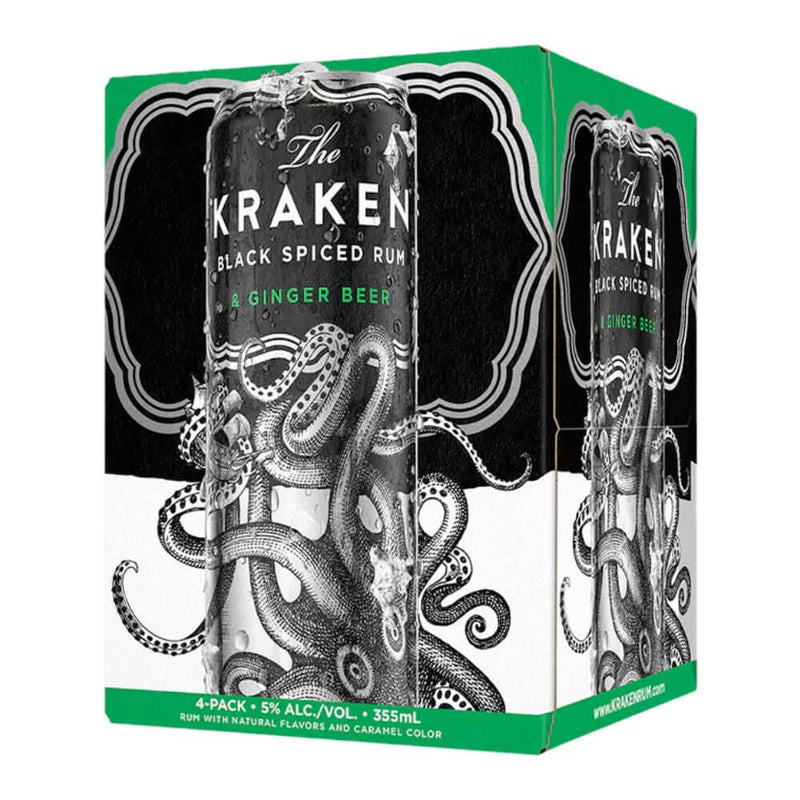 Load image into Gallery viewer, Kraken Black Spiced Rum &amp; Ginger Beer Cocktail 4PK - Main Street Liquor
