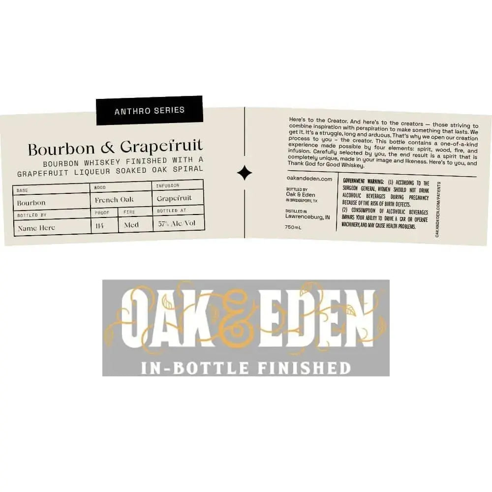 Oak &amp; Eden Anthro Series Bourbon &amp; Grapefruit - Main Street Liquor