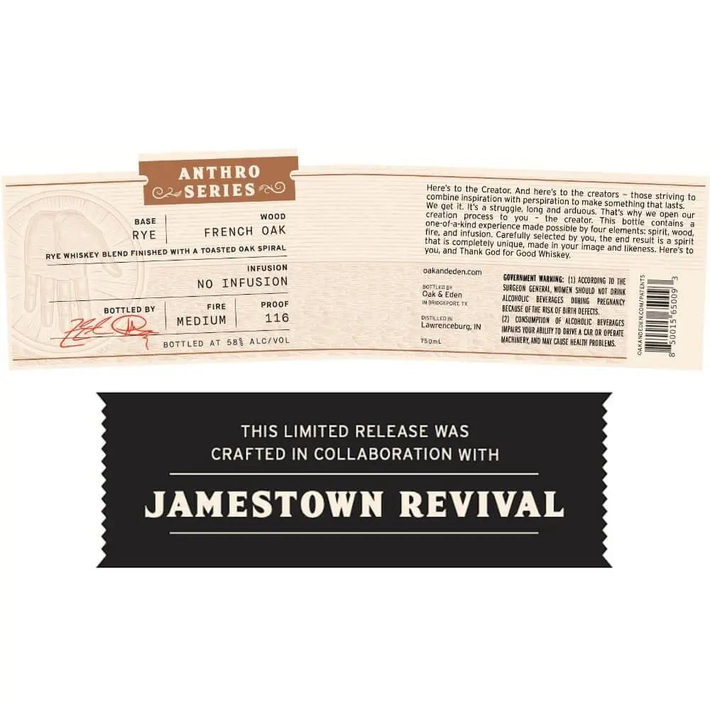 Oak &amp; Eden Anthro Series Jamestown Revival Rye - Main Street Liquor