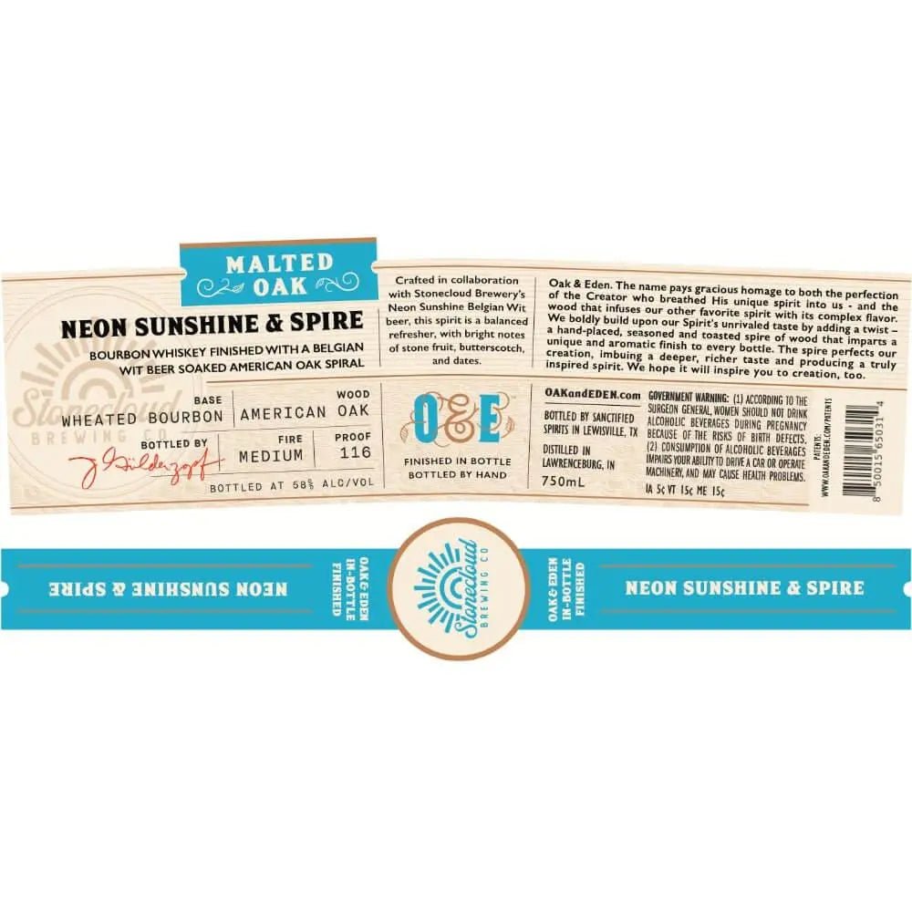 Oak &amp; Eden Neon Shunshine &amp; Spire Malted Oak Bourbon - Main Street Liquor