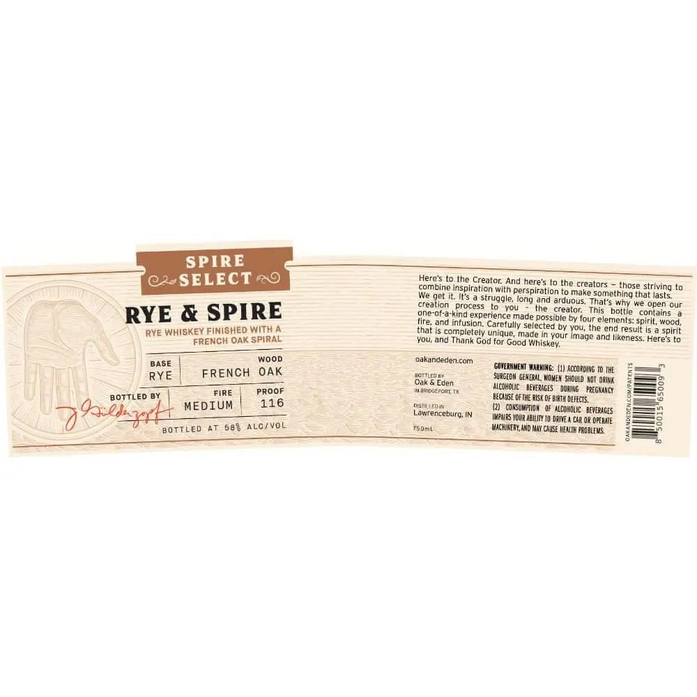 Oak &amp; Eden Rye &amp; Spire Single Barrel French Oak - Main Street Liquor