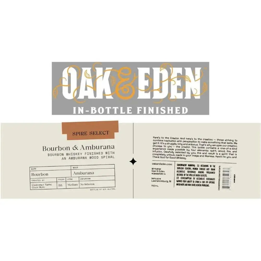 Oak &amp; Eden Spire Select Bourbon &amp; Amburana - Main Street Liquor