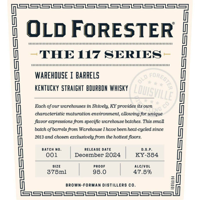 Old Forester The 117 Series Warehouse I Barrels Straight Bourbon - Main Street Liquor