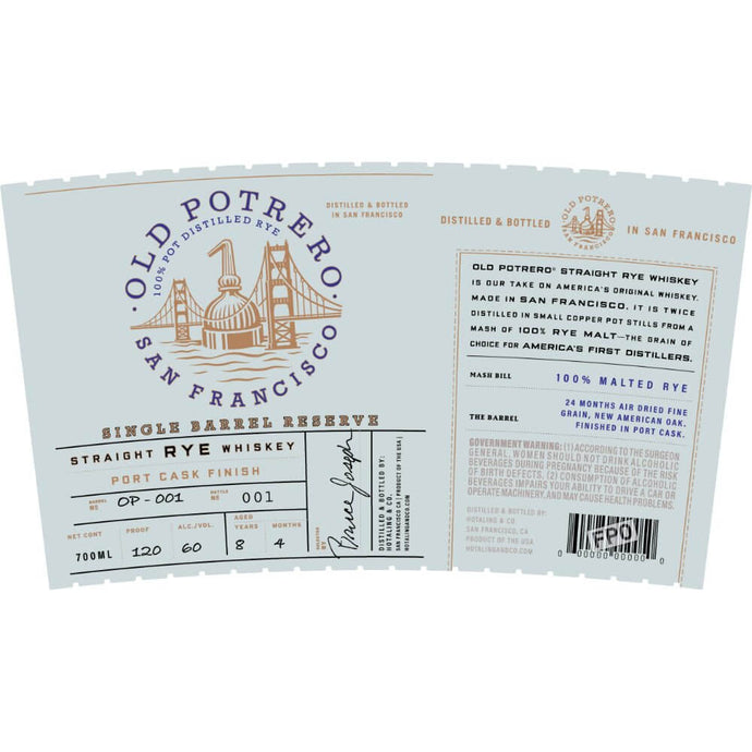 Old Potrero 8 Year Old Single Barrel Reserve Rye Port Cask Finish - Main Street Liquor