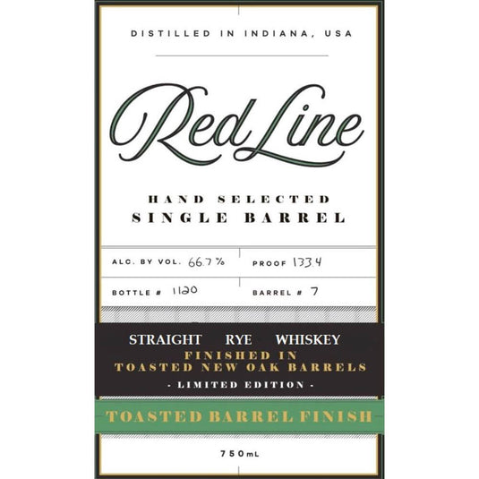 Red Line Single Barrel Rye Finished In Toasted New Oak Barrels - Main Street Liquor