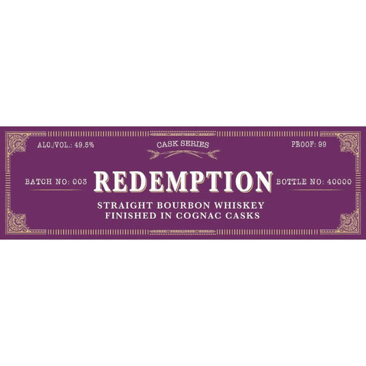 Redemption Cognac Cask Finish Batch 003 - Main Street Liquor