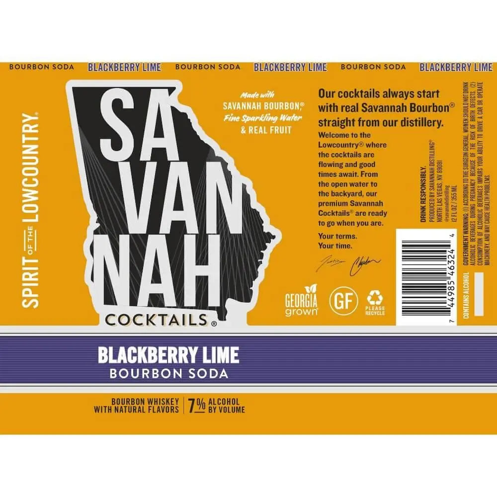 Savannah Cocktails Blackberry Lime Bourbon Soda - Main Street Liquor