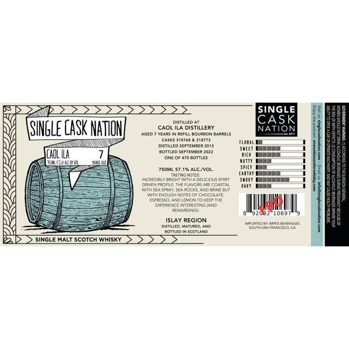 Single Cask Nation 7 Year Old Caol Ila 2015 - Main Street Liquor