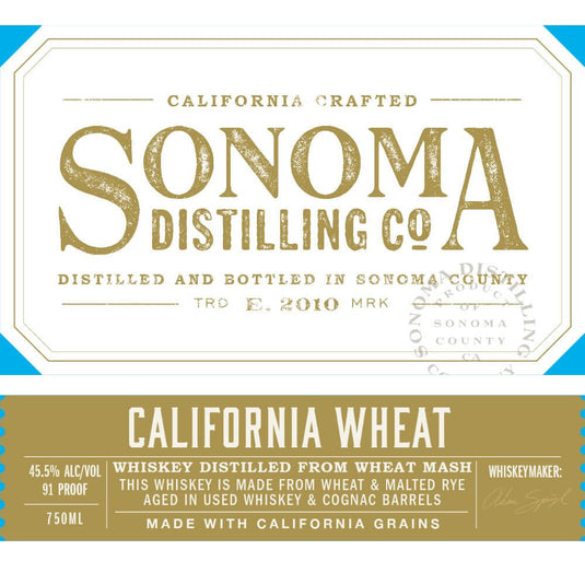 Sonoma California Wheat Whiskey - Main Street Liquor