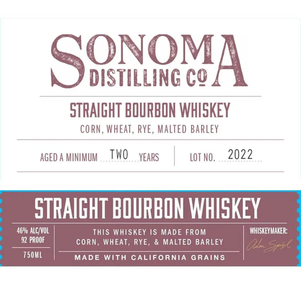 Sonoma Distilling Straight Bourbon Whiskey - Main Street Liquor