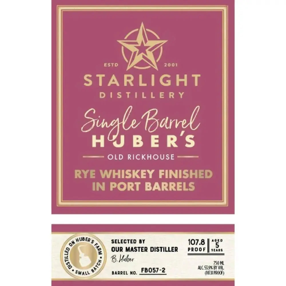 Starlight 5 Year Old Single Barrel Rye Finished In Port Barrels - Main Street Liquor