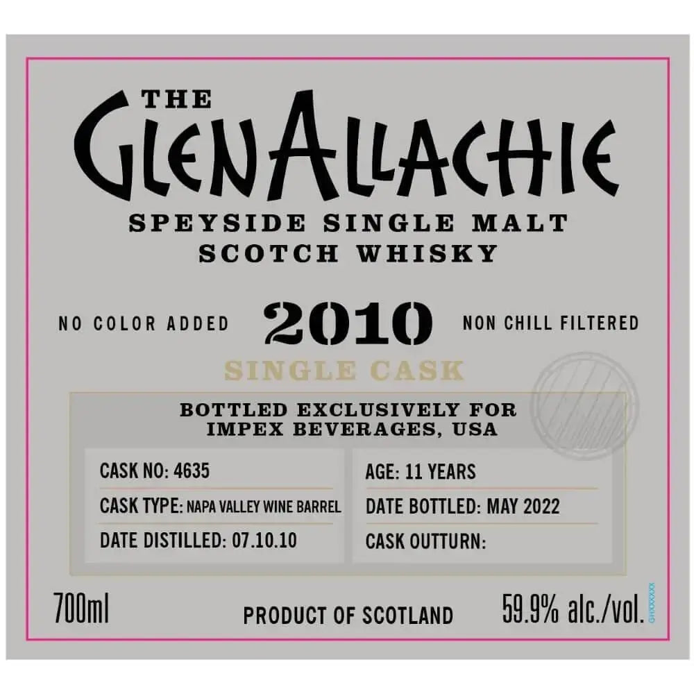 The GlenAllachie 2009 11 Year Napa Valley Wine Barrel Single Cask 4635 - Main Street Liquor