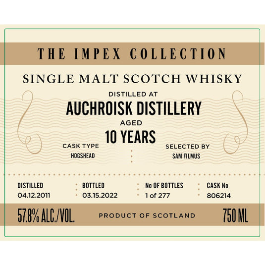 The ImpEx Collection Auchroisk Distillery 10 Year Old - Main Street Liquor