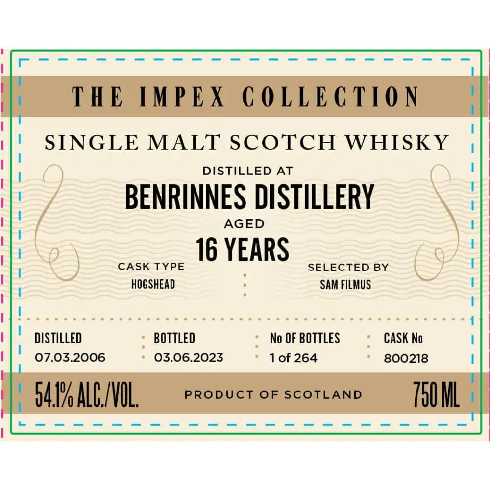 The ImpEx Collection Benrinnes Distillery 16 Year Old 2006 - Main Street Liquor