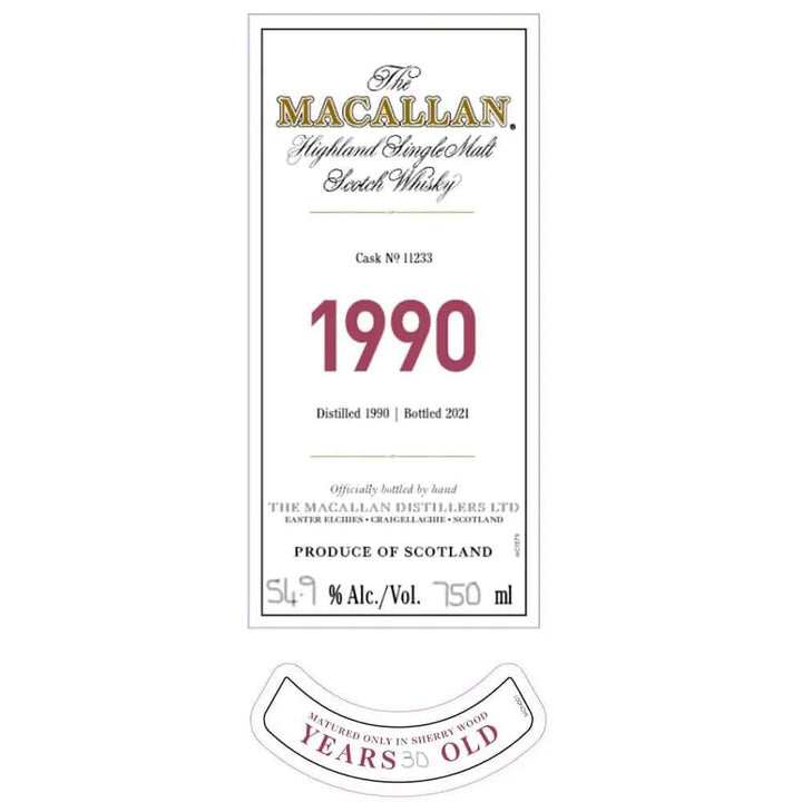 The Macallan 1990 Fine &amp; Rare 30 Year Old - Main Street Liquor