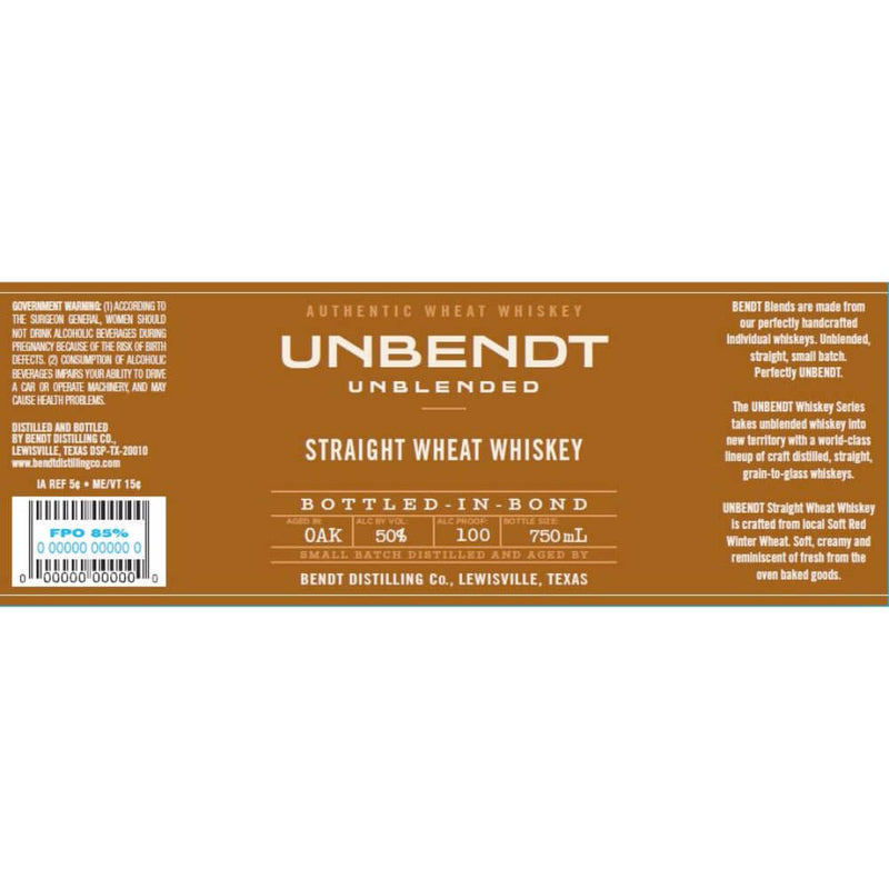 Load image into Gallery viewer, UNBendt Straight Wheat Whiskey Bottled-in-Bond - Main Street Liquor
