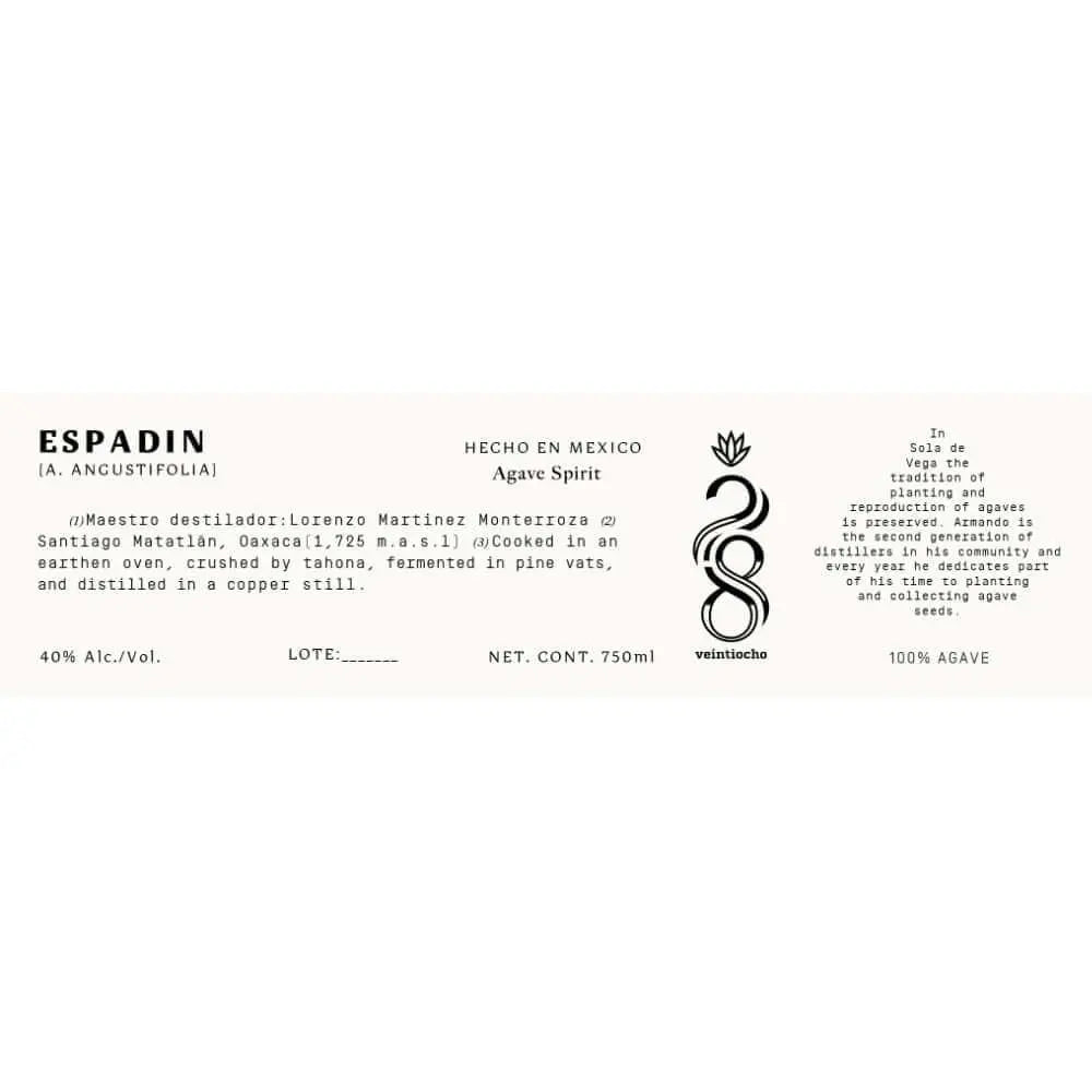 Veintiocho Espadin Agave Spirit - Main Street Liquor