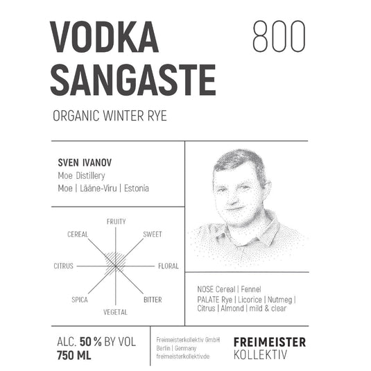 Vodka Sangaste 800 Organic Winter Rye Vodka - Main Street Liquor