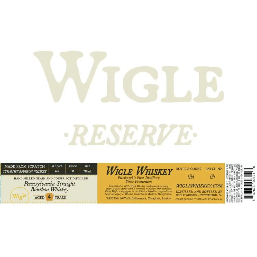 Wigle Reserve Pennsylvania Straight Bourbon - Main Street Liquor