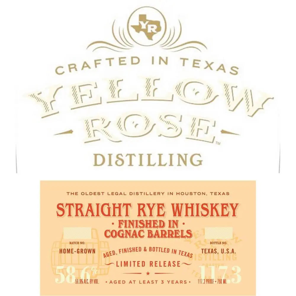 Yellow Rose Distilling Straight Rye Finished In Cognac Barrels - Main Street Liquor